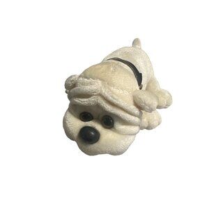 Vintage Plush Puppy Dog Stuffed Animal Toy With Black Collar